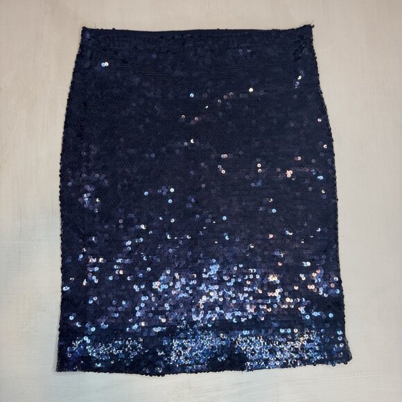 Full Sequin Knee Length Pencil Skirt Blue Adrienne Vittadini Size Small Bodycon - Picture 1 of 9